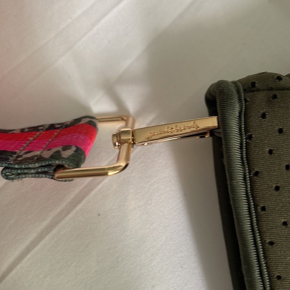 Social Threads Hello Happiness Camo Striped Neoprene Tote and Crossbody Bag - Picture 14 of 15